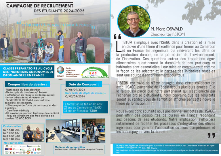 ISAGO – ISTOM admissions 2024 – 2025