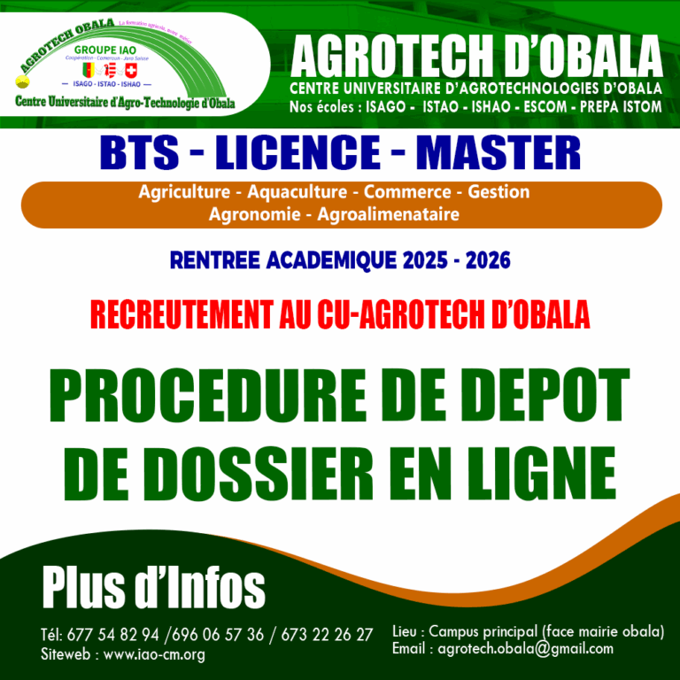 RECRUTEMENT AU CU-AGROTECH D’OBALA