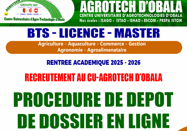 RECRUTEMENT AU CU-AGROTECH D’OBALA